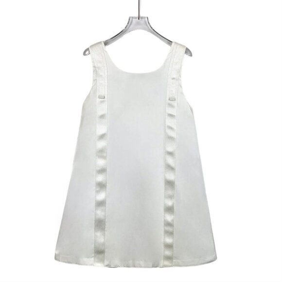 Prada White Re-Nylon Sleeveless Halter Dress With Signature Triangle Logo - Picture 2 of 8